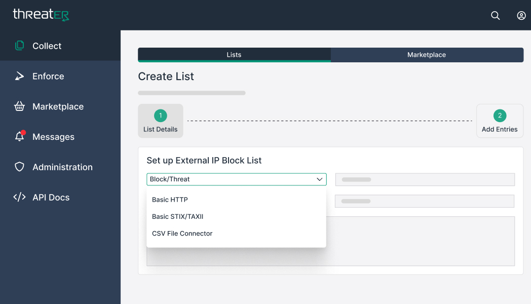 Graphic showing an external IP block list
