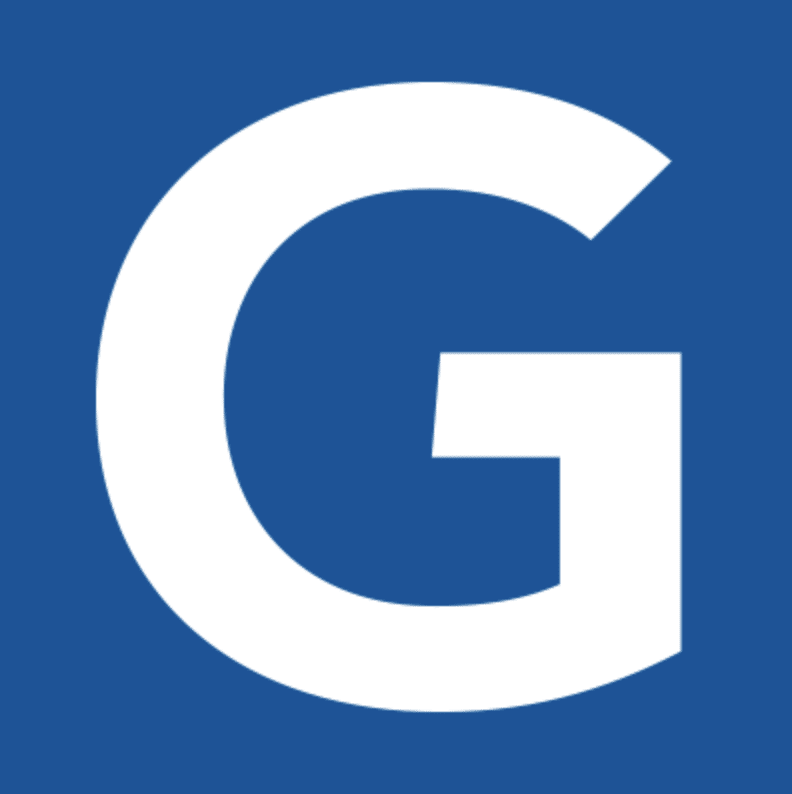 White G on Blue Background