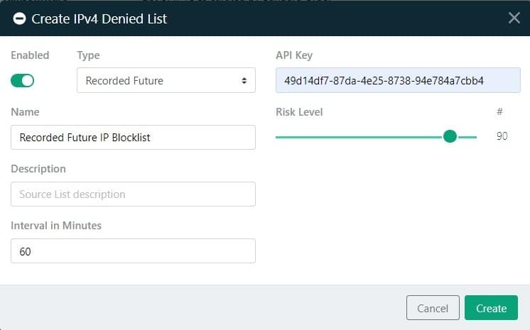 Recorded Future IP Blocklist