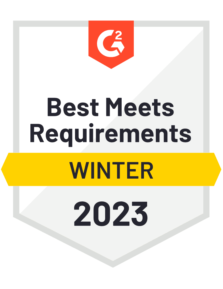 G2 Awards Best Meets Requirements Winter 2023 logo