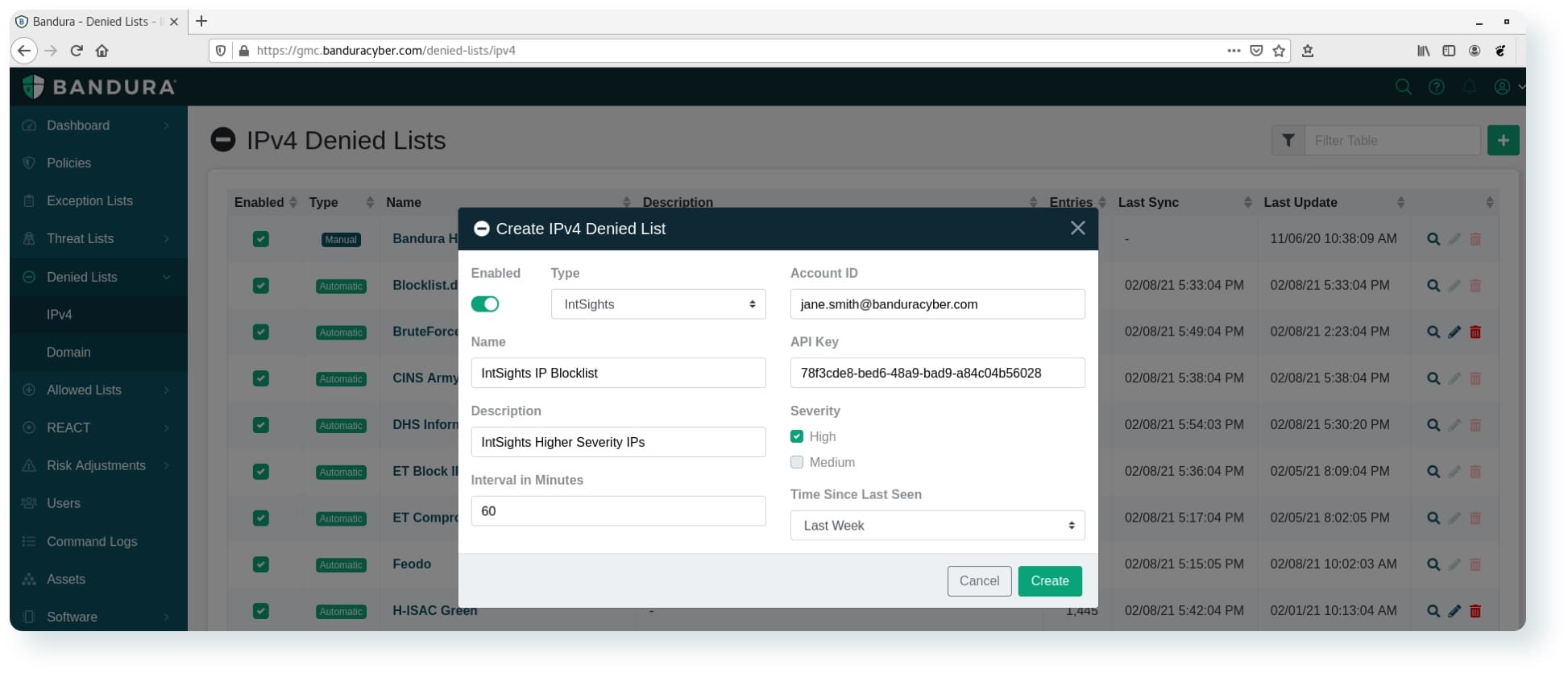 IPv4 Denied List Screenshot
