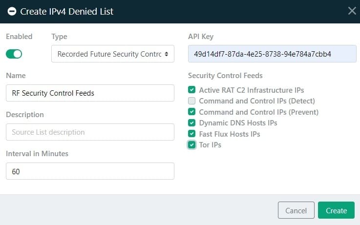 Recorded Future Security Control Feeds